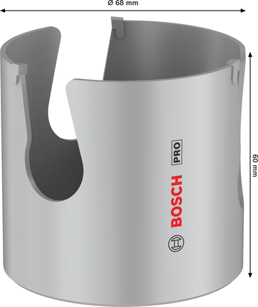 Závitová děrová pila Bosch PRO Construction Material, průměr 68 mm.